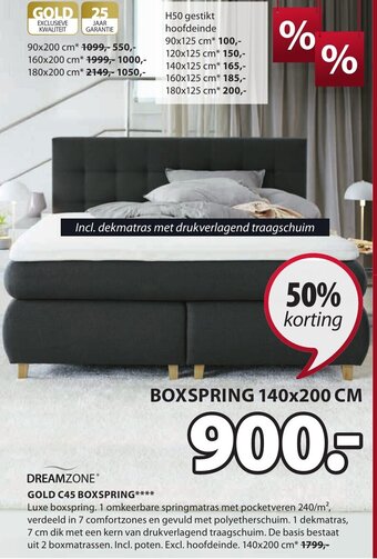 Jysk Dreamzone gold c45 boxspring aanbieding