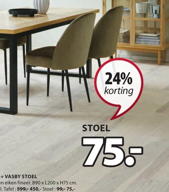 Vasby Stoel Velvet en staal
