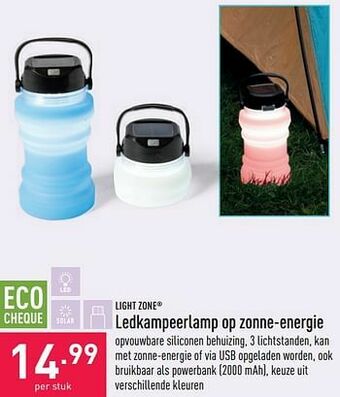 Ledkampeerlamp op zonne-energie