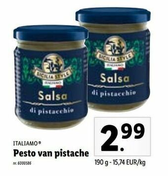 Lidl Pesto van pistache aanbieding