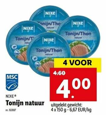 Lidl Tonijn natuur aanbieding