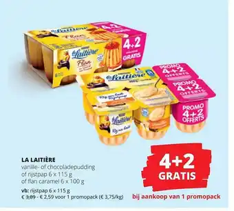 Spar Colruyt La laitière vanille of chocoladepudding of rijstpap of flan caramel aanbieding