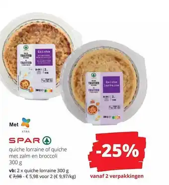 Spar Colruyt Spar quiche lorraine of quiche met zalm en broccoli aanbieding