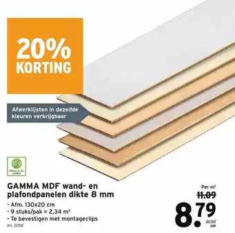 GAMMA Gamma MDF wand- en plafondpanelen dikte 8 mm aanbieding