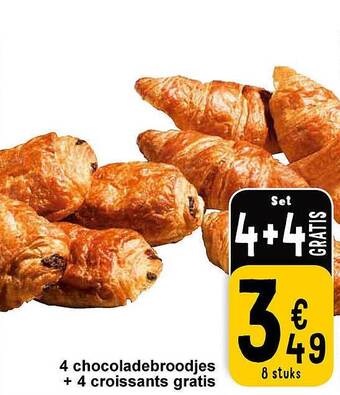 Cora 4 chocoladebroodjes + 4 croissants gratis aanbieding