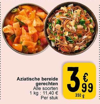 Cora Aziatische bereide gerechten aanbieding