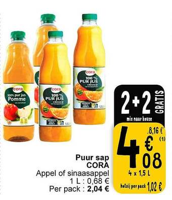 Cora Puur sap cora aanbieding