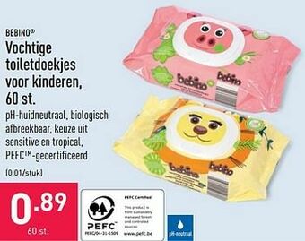 ALDI Vochtige toiletdoekjes voor kinderen aanbieding