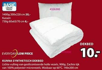 Jysk Kunna synthetisch dekbed aanbieding