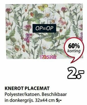 Jysk Knerot placemat aanbieding