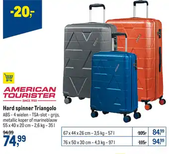Makro American tourister Hard spinner Triangolo 55x40x20 cm aanbieding