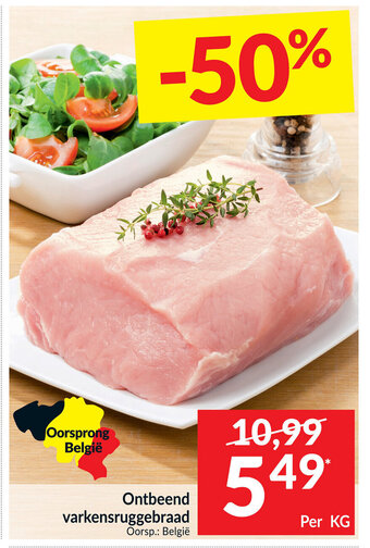 Intermarché Ontbeend varkensruggebraad per kg aanbieding