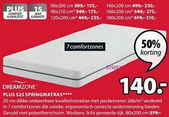 Jysk Plus s25 springmatras aanbieding