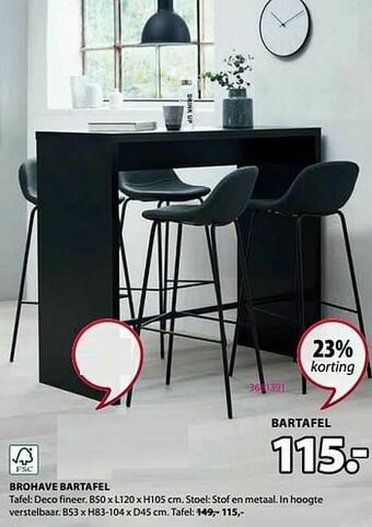 Jysk Brohave bartafel aanbieding