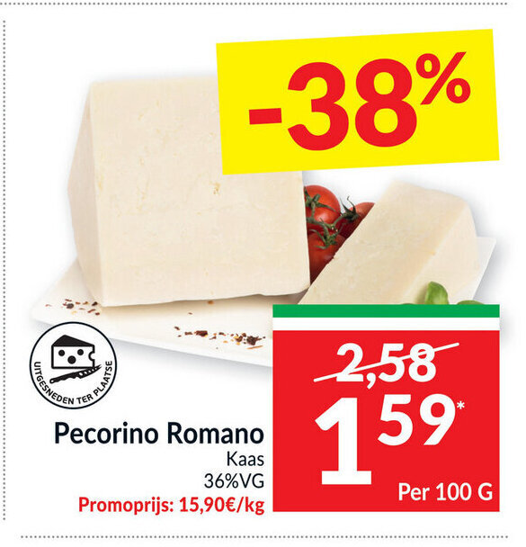 Pecorino romano per 100g promotie bij Intermarché