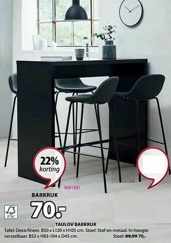 Jysk Taulov barkruk aanbieding