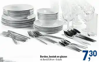 Borden, bestek en glazen 24cm