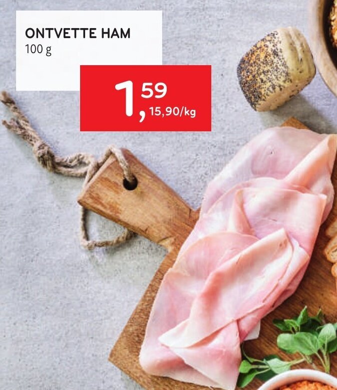 Ontvette ham 100g promotie bij Alvo
