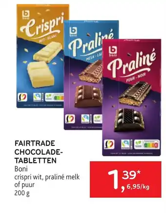 Alvo Boni fairtrade chocolade- tabletten 200g aanbieding