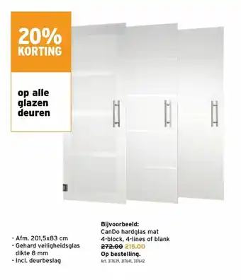 GAMMA CanDo hardglas mat 4-block, 4-lines of blank aanbieding