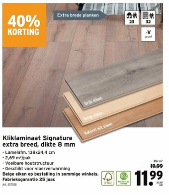 GAMMA Kliklaminaat Signature extra breed, dikte 8mm aanbieding