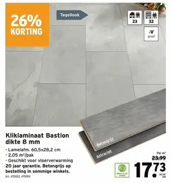 GAMMA Kliklaminaat Bastion dikte 8 mm aanbieding