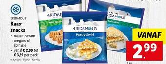 Lidl Eridanous kaassnacks aanbieding