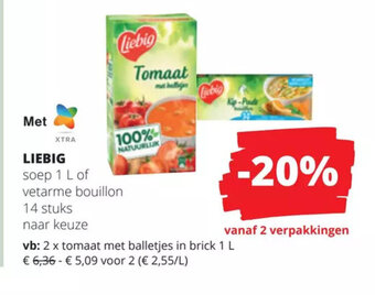 Liebig Soep 1L of Vetarme Bouillon 14 Stuks