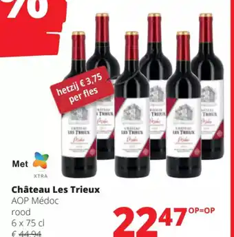 Spar Colruyt Chateau Les Trieux AOP Medoc Rood 6 x 75cl aanbieding