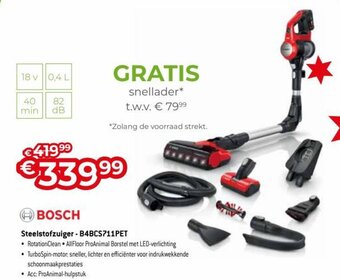 Exellent Bosch Steelstofzuiger B4BCS711PET aanbieding
