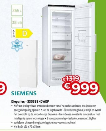 Exellent Siemens Diepvriezer - SSGS58NDWDP aanbieding