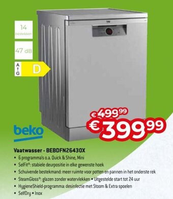 Exellent Beko Vaatwasser BEBDFN26430X aanbieding