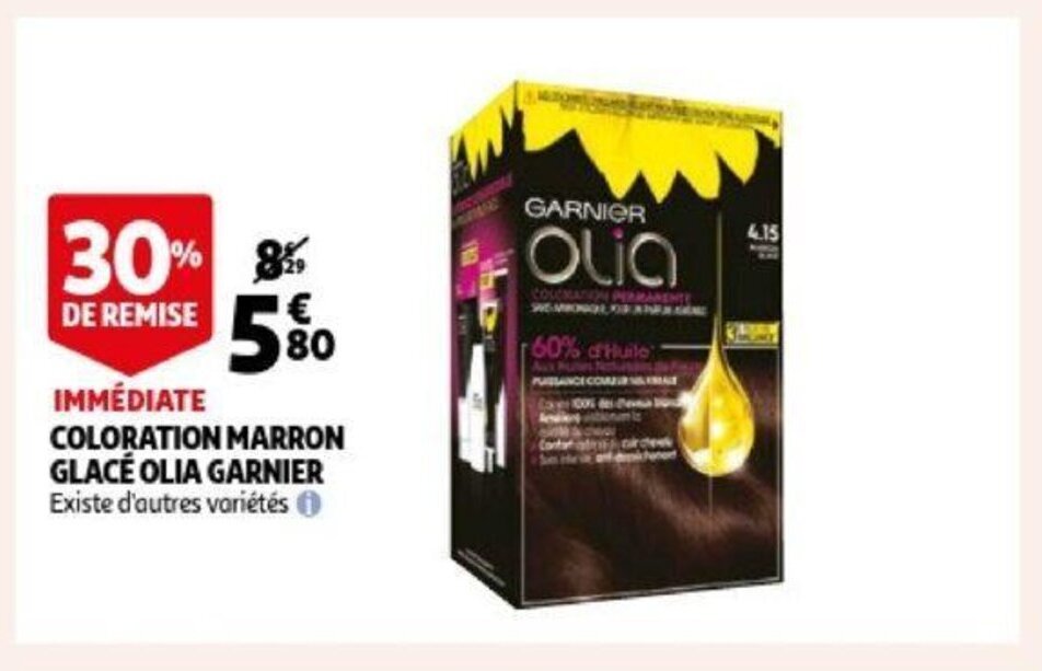 Coloration marron glace olia garnier promotie bij Auchan