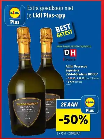 Lidl Allini prosecco supeeiore valdobbiadenw docg aanbieding