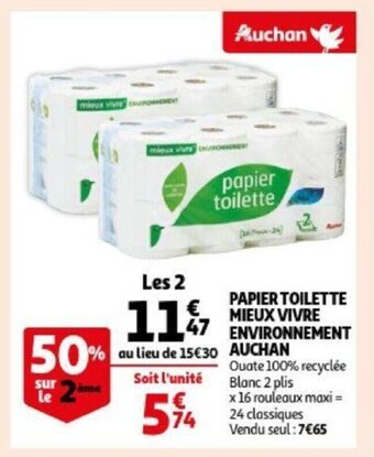 Auchan Papier toilette mieux vivre environnement aanbieding