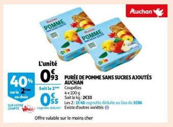 Puree de pomme sans sucres ajoutes 4 x 100g