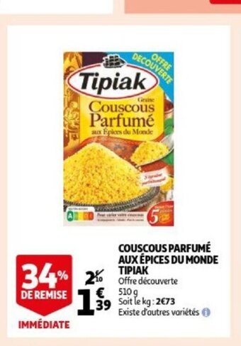 Auchan Couscous parfume aux epices du monde tipiak 510g aanbieding