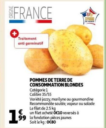 Auchan Pommes De Terre De Consommation Blondes aanbieding