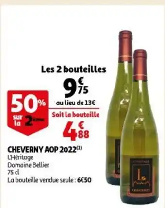 Auchan Cheverny AOP 2022 L'Heritage Domaine Bellier 75cl aanbieding