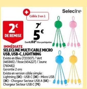 Auchan Selecline Multi Cable Micro USB, USB-C Lightning aanbieding