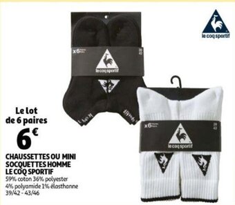 Auchan Chaussettes Ou Mini Socquettes Homme LE COQ Sportif aanbieding