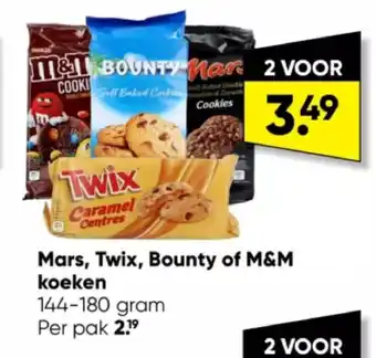 Big Bazar Mars, Twix , Bounty of M&M Koeken 144-180gm 2 voor aanbieding