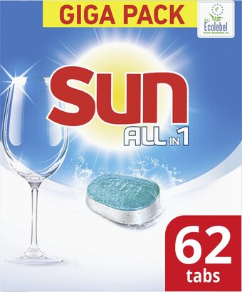 Bol.com Sun all-in 1 normaal vaatwastabletten - 62 tabletten - voordeelverpakking aanbieding