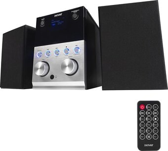 Bol.com Denver dab radio cd speler - bluetooth - stereo set 90w - dab+ / fm - aux /usb - mda260 - hout - zwart aanbieding