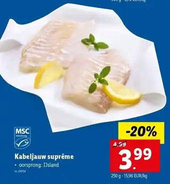 Lidl Kabeljauw suprême aanbieding