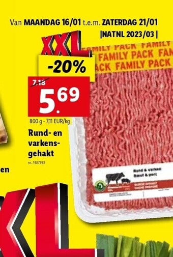 Lidl Rund- en varkensgehakt aanbieding