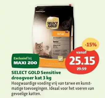 Maxi Zoo Select gold sensitive droogvoer kat 3 kg aanbieding
