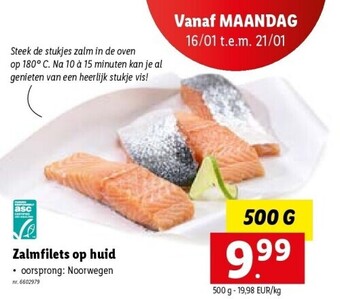 Lidl Zalmfilets op huid aanbieding