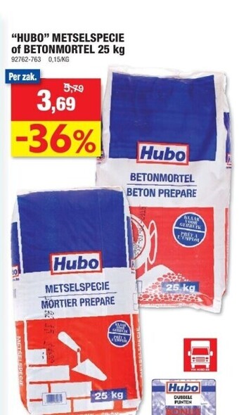 Hubo “hubo” metselspecie of betonmortel 25 kg aanbieding