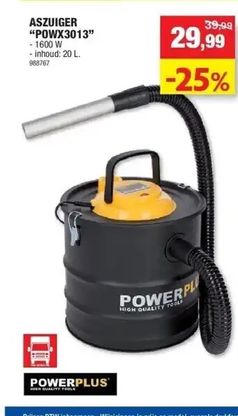 Hubo Aszuiger “powx3013” - 1600 w - inhoud: 20 l. aanbieding